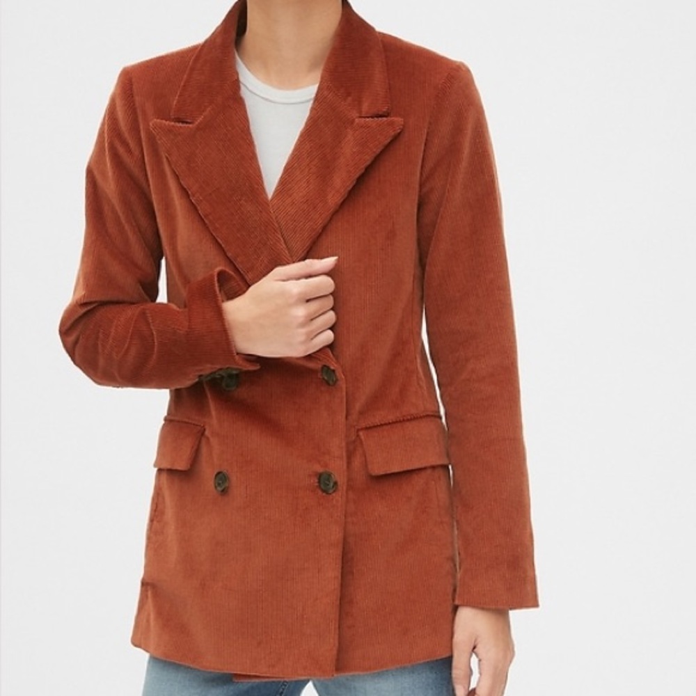 90s GAP Burnt Orange Cord Double Button Blazer Shacket